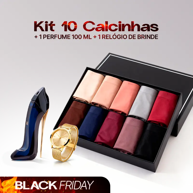 Kit 10 Calcinhas Sem Costura + Perfume 100 ml + Relógio de Brinde - Oferta Especial de Black Friday