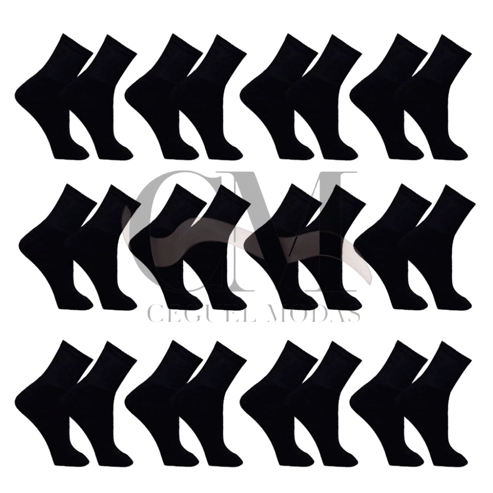 Kit 24 Meias Cano Alto 100% Algodão Masculina e Feminina | Oferta Especial de Black Friday