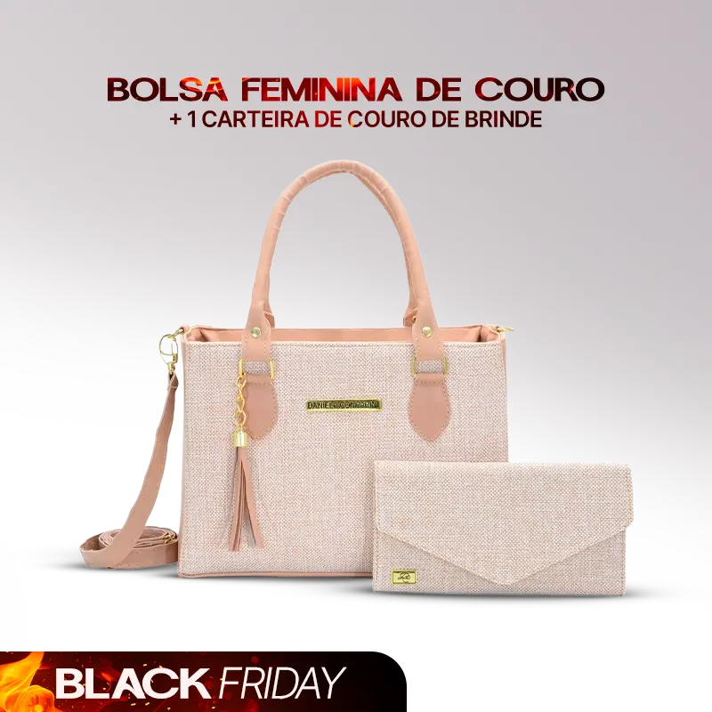 Bolsa Feminina de Couro + Carteira de Couro de Brinde | Oferta Exclusiva de Black Friday